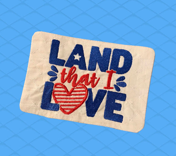 ITH Digital Embroidery Pattern for Land that I Love 4.25 X 6.25 Mug Rug, 5X7 Hoop