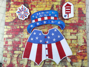 ITH Digital Embroidery Pattern For Welcome Bear Patriotic Outfit, 6X10 Hoop