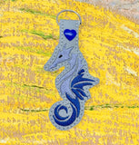 ITH Digital Embroidery Pattern for Tribal Seahorse III Snap Tab / Key Chain, 4X4 Hoop