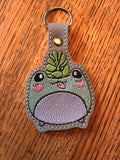 ITH Digital Embroidery Pattern for Frog Plant Snap Tab / Key Chain, 4X4 Hoop