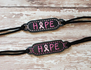 ITH Digital Embroidery Pattern for Bracelet Charm Hope Awareness, 2X2 Hoop