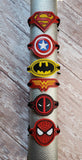 ITH Digital Embroidery Patterns for Bracelet Charms Super Hero 1 Bundle Set of 6, 2X2 Hoop