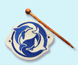 ITH Digital Embroidery Pattern for Dolphin Yin Yang Hair Bun Holder, 4X4 Hoop