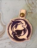 ITH Digital Embroidery Pattern for Dolphin Yin Yang I Snap Tab / Key Chain, 4X4 Hoop