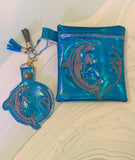 ITH Digital Embroidery Pattern for Dolphin Circle Cash / Card Tall 4.5X5 Zipper Pouch , 5X7 Hoop