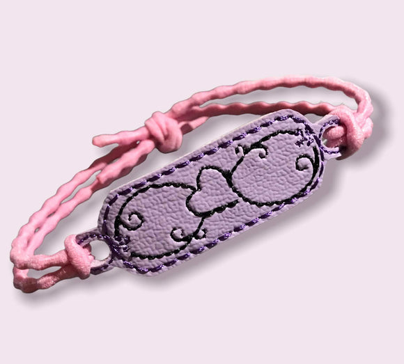 ITH Digital Embroidery Pattern for Bracelet / Shoe Charm Infinity Heart Swirl, 2X2 Hoop
