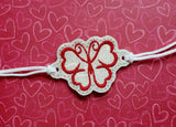 ITH Digital Embroidery Pattern for Bracelet Charm Heart Winged Butterfly, 2X2 Hoop