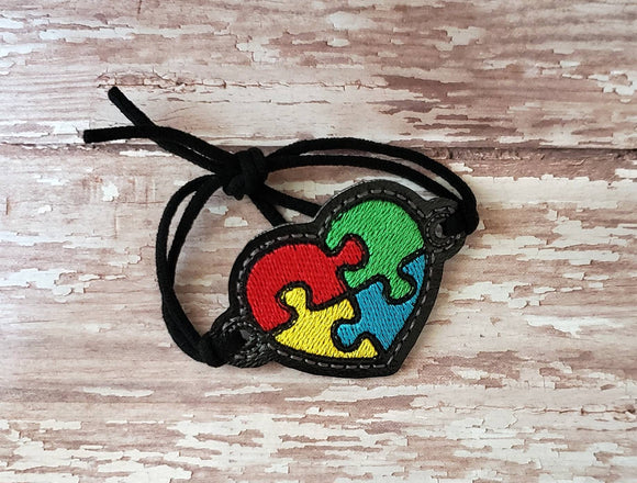 ITH Digital Embroidery Pattern for Bracelet Charm Autistic Heart, 2X2 Hoop