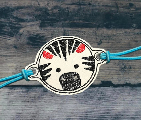 ITH Digital Embroidery Pattern for Bracelet Charm Zebra Face, 2X2 Hoop