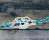 ITH Digital Embroidery Pattern for Bracelet Charm BC Blue Dog, 2X2 Hoop