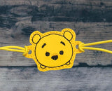 ITH Digital Embroidery Pattern for Bracelet Charm Set of 4 Tsum Pooh & Friends, 2X2 Hoop