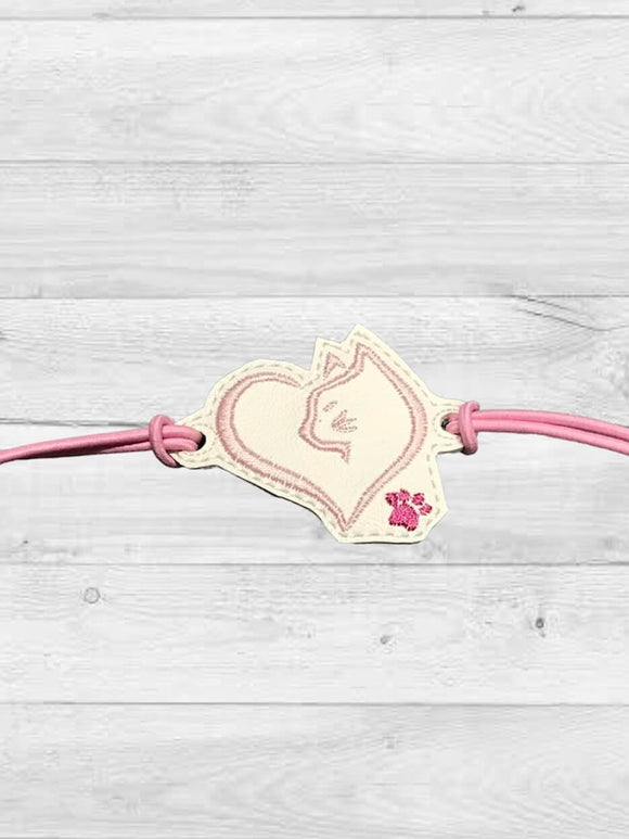 ITH Digital Embroidery Pattern for Bracelet Charm Cat Heart, 2X2 Hop
