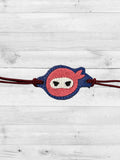 ITH Digital Embroidery Pattern for Bracelet Charm Set of 4 Ninja Heads, 2X2 Hoop