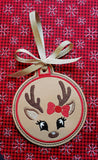 ITH Digital Embroidery Pattern for Set of 4 Reindeer Ornaments, 4X4 Hoop