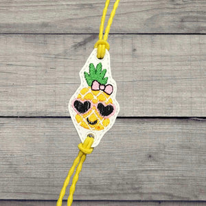 ITH Digital Embroidery Pattern for Bracelet Charm Pineapple Chic, 2X2 Hoop