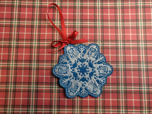 ITH Digital Embroidery Pattern for R2D2 Snowflake Ornament, 4X4 Hoop