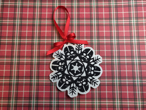 ITH Digital Embroidery Pattern for Darth Snowflake Ornament, 4X4 Hoop