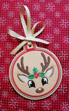 ITH Digital Embroidery Pattern for Set of 4 Reindeer Ornaments, 4X4 Hoop