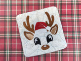 ITH Digital Embroidery Pattern for Set of 4 Reindeer Fabric 4X4 Coasters/Mug Rugs, 4X4 Hoop