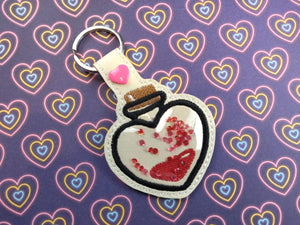 ITH Digital Embroidery Pattern for Love Potion I Applique Snap Tab / Key Chain, 4X4 Hoop