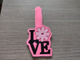 ITH Digital Embroidery Pattern for LOVE Daisy 3D Snap Tab / Key Chain, 4X4 Hoop