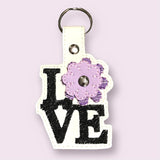 ITH Digital Embroidery Pattern for LOVE Daisy 3D Snap Tab / Key Chain, 4X4 Hoop