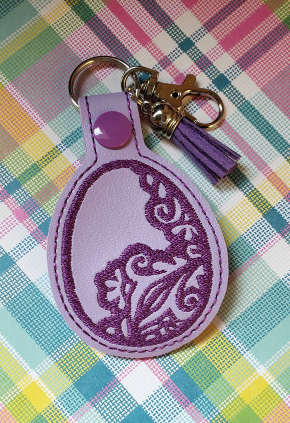 ITH Digital Embroidery Pattern for Filigree Egg II Snap Tab / Key Chain. 4X4 Hoop