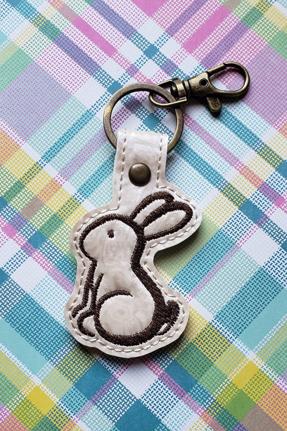 ITH Digital Embroidery Pattern for Freehand Bunny Snap Tab / Key Chain, 4X4 Hoop