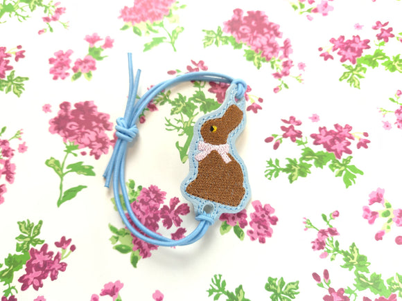 ITH Digital Embroidery Pattern for Bracelet Charm Chocolate Bunny, 2X2 Hoop
