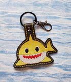 ITH Digital Embroidery Pattern for Brother Shark Snap Tab/ Key Chain, 4X4 Hoop