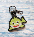 ITH Digital Embroidery Pattern for Shark Family Set of 6 Snap Tab / Key Chain, 4X4 Hoop