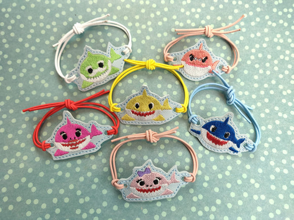 ITH Digital Embroidery Patterns for Bracelet Charm Shark Family Set of 6, 2X2 Hoop