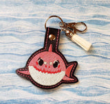 ITH Digital Embroidery Pattern for Grandma Shark Snap Tab / Key Chain, 4X4 Hoop