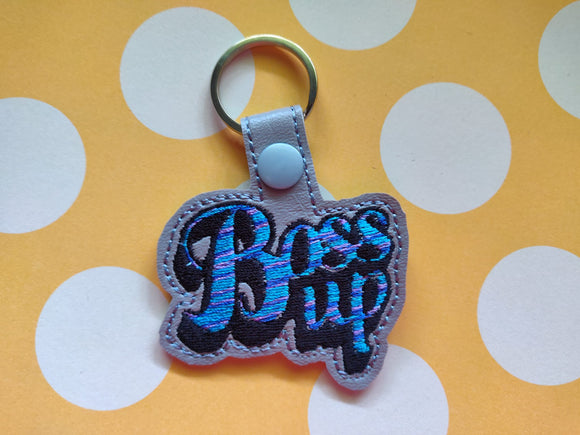 ITH Digital Embroidery Pattern for Boss Up Snap Tab / Key Chain, 4X4 Hoop