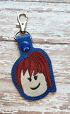 ITH Digital Embroidery Pattern for Roblox Girl 1 Head Snap Tab / Key Chain. 4X4 Hoop