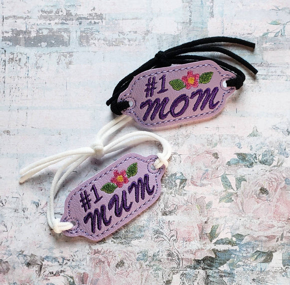 ITH Digital Embroidery Pattern for Bracelet Charm #1 Mom / #1 Mum. 2X2 Hoop