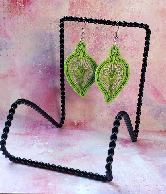 ITH Digital Embroidery Pattern for Leaf Starburst Earrings, 4X4 Hoop
