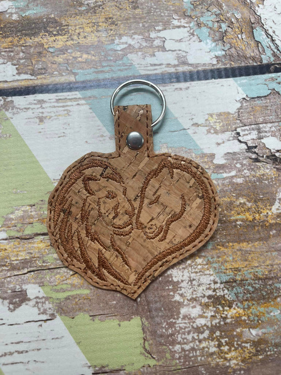 ITH Digital Embroidery Pattern for Lion Love Snap Tab / Key Chain, 4X4 Hoop