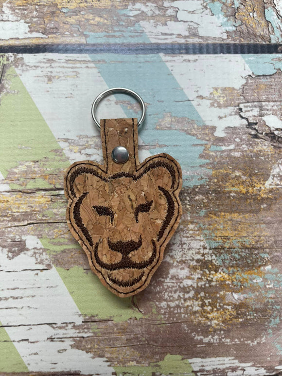 ITH Digital Embroidery Pattern for Lioness Head Snap Tab / Key Chain, 4X4 Hoop