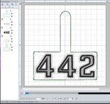 ITH Digital Embroidery Pattern for Pontiac 442 Snap Tab / Key Chain, 4X4 Hoop