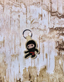 ITH Digital Embroidery Pattern for 5 Ninja Dudes Bundle Pack Snap Tab / Key Chain, 4x4 hoop