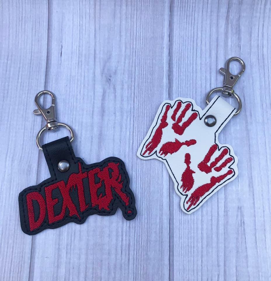 ITH Digital Embroidery Pattern for Dexter Bloody Hands Snap Tab