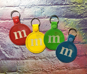 ITH Digital Embroidery Pattern for Plain m&m Snap Tab / Key Chain, 4X4 Hoop