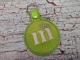 ITH Digital Embroidery Pattern for Plain m&m Snap Tab / Key Chain, 4X4 Hoop