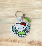 ITH Digital Embroidery Pattern For Cat in Fairy Costume Snap Tab / Key Chain, 4X4 Hoop