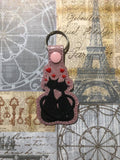 ITH Digital Embroidery Pattern for Cats in Love Snap Tab / Key Chain, 4X4 Hoop