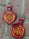 ITH Digital Embroidery Pattern for HTH Bell Cap Snap Tab / Key Chain, 4X4 Hoop