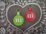 ITH Digital Embroidery Pattern for Plain m&m Snap Tab / Key Chain, 4X4 Hoop