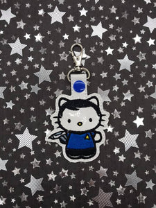 ITH Digital Embroidery Pattern For Cat In Space Captain Costume Snap Tab / Key Chain, 4X4 Hoop