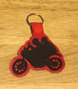 ITH Digital Embroidery Pattern for Street Bike Couple Snap Tab / Key Chain, 4X4 Hoop